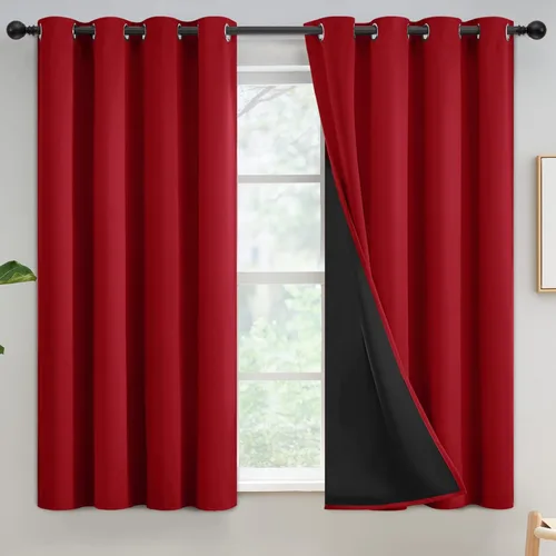 Miniatura 347 de Yakamok Cortinas negras, cortinas de ventana con aislamiento térmico y eficiencia energética para dormitorio, cortinas opacas completas y cortinas