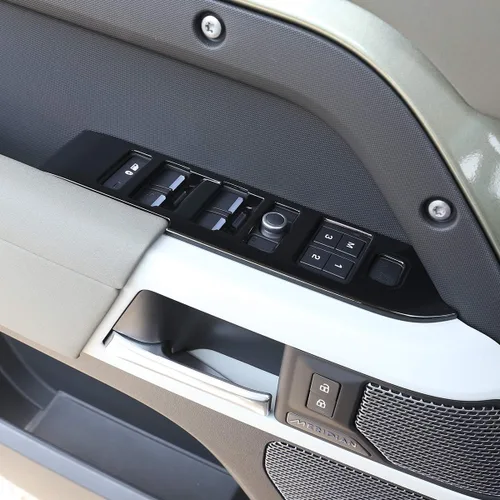 Miniatura 4 de Cubierta de plástico ABS para interruptor de elevación de ventana interior de automóvil para Land Rover Defender 110 2020 (negro brillante)