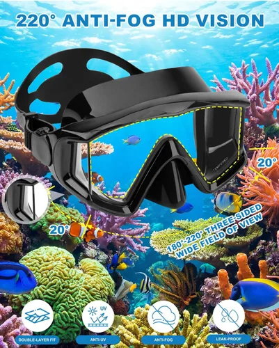 Miniatura 4 de Máscara de buceo Anti-niebla Natación Snorkel máscara adecuada para adultos Buceo Natación Snorkel Gafas Máscaras Lentes negro-azul
