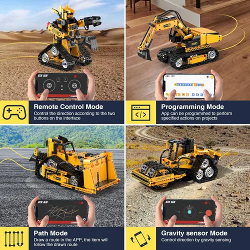 Miniatura 5 de Kit de robótica STEM 5 en 1 para niños de 6 a 14 años, excavadora STEM remota y controlada por aplicaciones/camión/robot/topadora/rodillo, 535