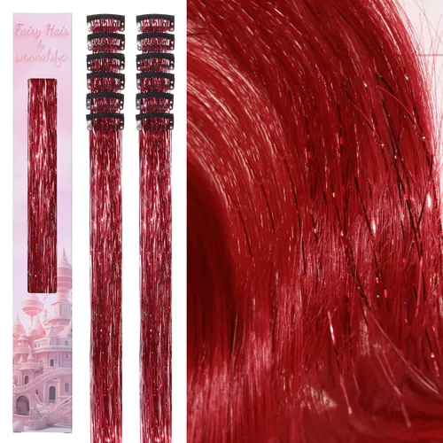 Miniatura 29 de Wennalife 12 piezas de extensiones de cabello azul con clip, extensiones de cabello con clip de colores para niños, pinzas de cabello arcoíris