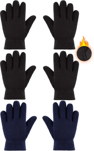 SATINIOR 3 pares de guantes de invierno de forro polar para niños, guantes de dedos completos cálidos para niños y niñas, suministros de actividades