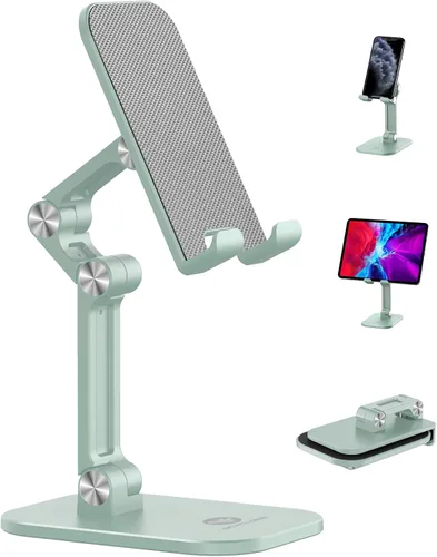 Miniatura 12 de OCYCLONE Soporte para teléfono, altura y ángulo ajustable, soporte plegable para teléfono celular para escritorio, soporte más alto para iPhone Beige