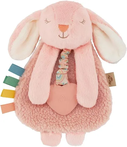 Itzy Ritzy - Itzy Lovey incluye mordedor - Baby Lovey con mordedor, cintas texturizadas y brazos colgantes - Cuenta con sonido arrugado, tela Sherpa