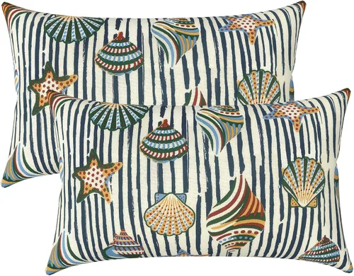 Miniatura 114 de LVTXIII Juego de 2 almohadas lumbares para patio, 12 x 20 pulgadas, resistentes a la decoloración, para exteriores con interiores, cojines lumbares