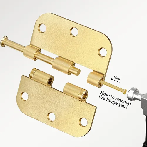 Miniatura 32 de Paquete de 30 bisagras redondeadas con radio de 5/8", de hierro, planas, herrajes para puertas, decoración de puertas dobles, habitación, oficina