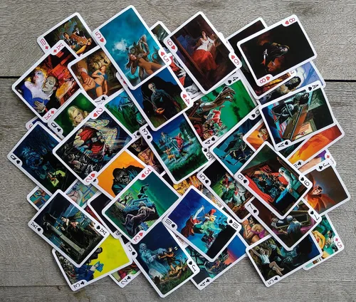 Miniatura 4 de Cartas góticas de Halloween (baraja de póquer 54 cartas todas diferentes) Brujas góticas en Halloween Noche Thriller Halloween Carteles