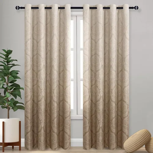 Miniatura 35 de DWCN - Cortinas blackout para dormitorio, diseño de damasco con aislamiento térmico y ojales, para sala de estar, juego de 2 paneles de cortina Gris