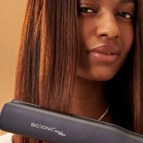 Miniatura 5 de Bio Ionic GoldPro Hair Straightener, Blue, Moisturizing Heat Technology & 24K Gold MX, Hair Straightening Iron for Sleek Styles & Flat Iron Curls