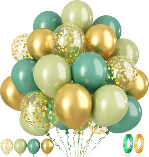 Miniatura 14 de Paready - Globos negros y dorados, 60 globos de 12 pulgadas de confeti dorado, globos de látex para fiestas con cintas para cumpleaños, graduación