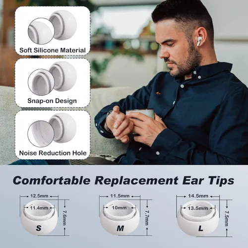 Miniatura 6 de Funda de silicona compatible con Apple AirPods Pro de 2ª generación, con kit de limpieza y 3 pares de puntas de repuesto para las orejas, LED