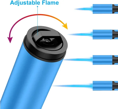 Miniatura 3 de Encendedores de Antorcha Paquete de 2 Llama de Chorro Ajustable Encendedor de Butano, Encendedor de Antorcha de Gas Recargable para Velas Parrilla
