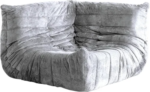 Miniatura 23 de Puf para adultos, silla puf grande, sillón con relleno de espuma viscoelástica para el hogar, apartamento o sala de juegos, gris afelpado Felpa gris