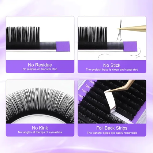 Miniatura 7 de NAGARAKU Extensiones de pestañas, pestañas individuales, 0.05mm, rizo D, 15mm, clásico, negro mate, suave, natural, profesional, 16 filas, 0.05-D