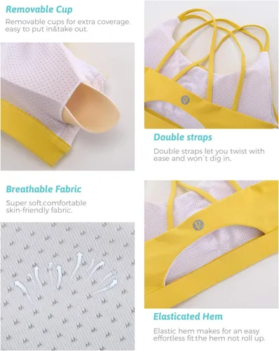 Miniatura 84 de Brasieres deportivos para mujer, con relleno, tipo camiseta sin mangas, sexis, con espalda cruzada, de alto impacto, largos, ideales para practicar