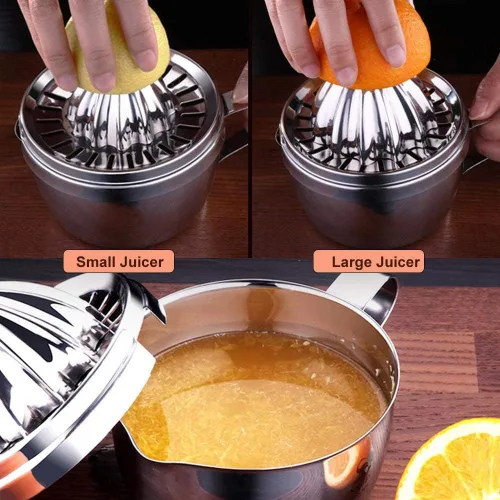 Miniatura 4 de Exprimidor manual de acero inoxidable Exprimidor de cítricos Exprimidor de limón naranja Herramienta de presión de mano con colador y recipiente