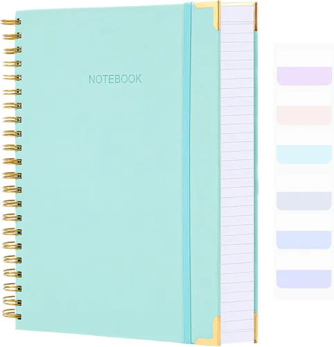 Miniatura 18 de Cuaderno de espiral, diario de cuero de tapa dura para mujeres y hombres, cuadernos gruesos de 300 páginas con rayas universitarias para el trabajo
