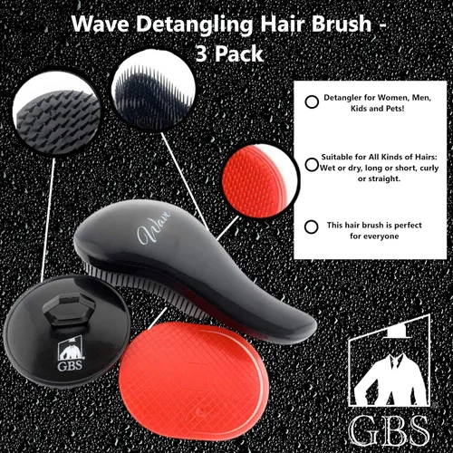 Miniatura 7 de Juego de cepillos desenredantes ondulados para cabello rizado, grueso, liso y natural, cepillo desenredante suave para mujeres, niños y niños