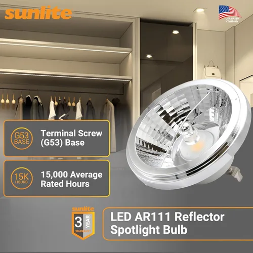 Miniatura 2 de Sunlite 41828 AR111 Bombilla reflectora, COB, ángulo de haz de 12 grados, 10 vatios, (equivalente a 75 vatios), 750 lúmenes, base de terminal