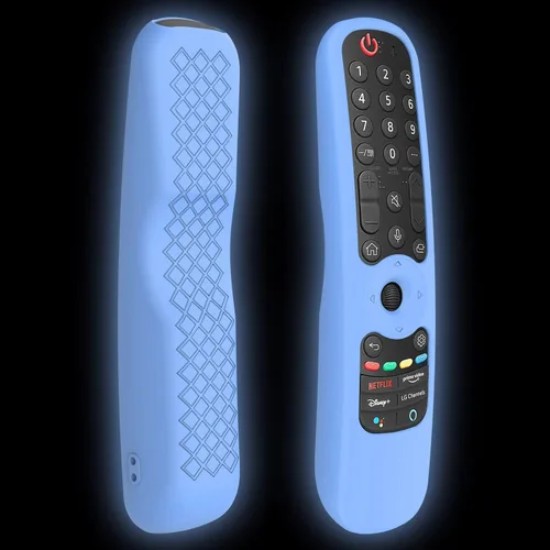 LEFXMOPHY MR21GC - Funda de repuesto para LG AN-MR21GA / AN-MR21GC Magic Remote Control w/NFC (2021), funda de silicona azul que brilla en la Azul