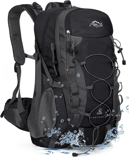 INOXTO Mochila de senderismo ligera 35L/40L Mochila de día de senderismo con cubierta impermeable contra lluvia para viajes, camping al aire libre