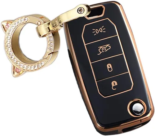 Miniatura 17 de ontto Funda para llavero de TPU para Jeep Renegade 2015-2020 con control remoto abatible, elegante funda para llavero de automóvil, funda para beige