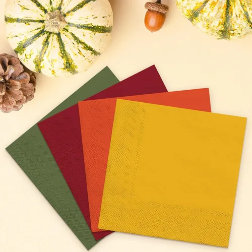 Miniatura 5 de Whaline 80 servilletas de papel de otoño de Acción de Gracias, desechables, color rojo, naranja, amarillo, verde, para cosecha, hogar, fiesta
