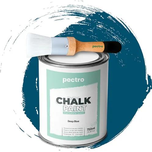 Miniatura 12 de Pintura de tiza para muebles, 25 onzas líquidas (25.4 fl oz) + pincel especial para pintura de tiza, pintura para muebles, sin lijar ni imprimar