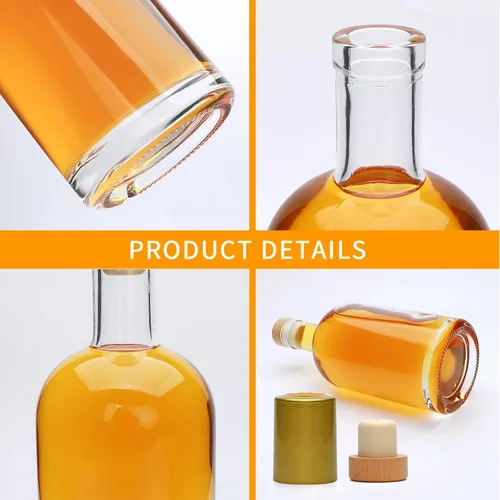Miniatura 3 de Botella de vidrio de 25 onzas con corcho en T, botellas de licor, botella de vino de fondo pesado para vodka, jugo, leche, whisky, agua, regalo