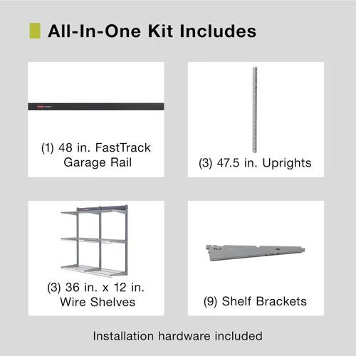 Miniatura 5 de Rubbermaid Fasttrack Rail Storage - Kit de 3 estantes de 36 x 12 pulgadas, 350 libras por estante, para el hogar, garaje, cobertizo/organización