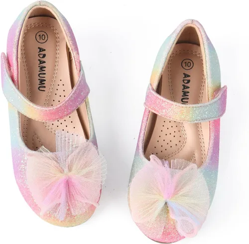 ADAMUMU Zapatos de vestir para niñas, zapatos brillantes para niñas, zapatos de vestir para uniforme escolar de princesa Mary Jane, zapatos de