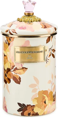 Miniatura 8 de MACKENZIE-CHILDS Bote de Esmalte, Contenedor de Almacenamiento de Cocina con Tapa, Grande, Wild Rose Brown