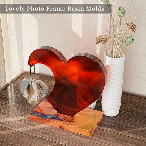 Miniatura 4 de Moldes de Resina para Marcos de Fotos Grandes, Moldes de Silicona en Forma de Corazón para Resina Epoxi, Exhibición de Marco de Fotos DIY Molde