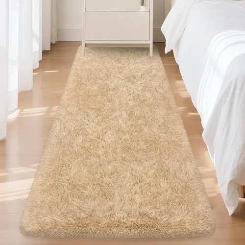 Miniatura 8 de Alfombras de pasillo beige de 2 x 6 pies para dormitorio, sala de estar, alfombra de felpa suave y esponjosa, alfombra de pasillo para pasillos