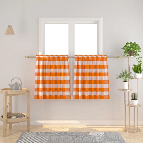 Miniatura 213 de Cenefas de cortina para ventana de 16 pulgadas de largo, 2 paneles de cuadros búfalo, cortinas pequeñas con bolsillo para barra, estilo clásico