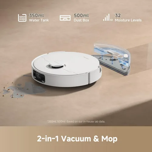 Miniatura 5 de DREAME Aspiradora robot D20 Pro Plus, succión de 13,000 Pa, DuoBrush para pelo de mascotas, limpieza de esquinas, vaciado automático, prevención