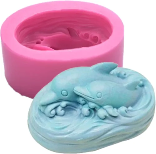 Miniatura 5 de Molde de jabón de silicona con relieve de delfín hecho a mano para decoración de jabón, moldes de velas de yeso para manualidades, fondant, tartas