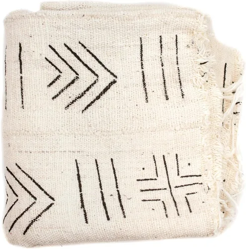 Miniatura 19 de The Bead Chest Paño de barro blanco Bogolan Mali, tejido africano hecho a mano de África occidental, 40 x 64 pulgadas, ideal para decoración