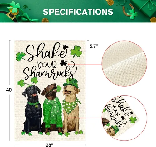 Miniatura 5 de AVOIN colorlife Shake Your Shamrocks - Bandera de casa del día de San Patricio, de 28 x 40 pulgadas, doble cara exterior, diseño de trébol