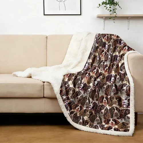 Miniatura 37 de BlessLiving Golden Retriever - Manta con patrones densos de perros, manta de forro polar Sherpa para sofá cama, manta suave y acogedora