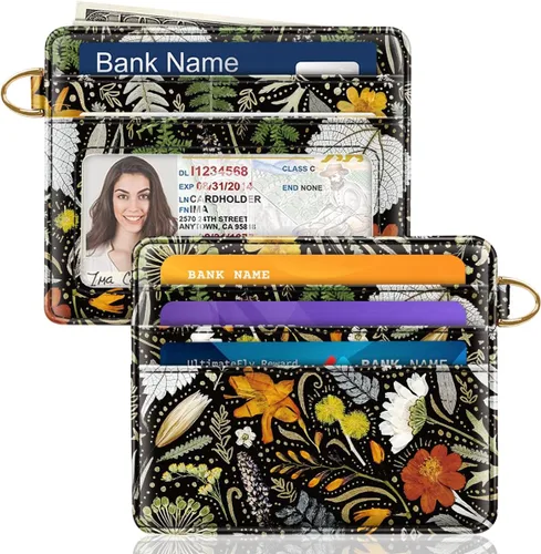 Miniatura 41 de Bolsillo frontal minimalista delgado con bloqueo RFID para tarjetas de crédito, cartera pequeña, bonita funda para tarjetas para mujeres, beige