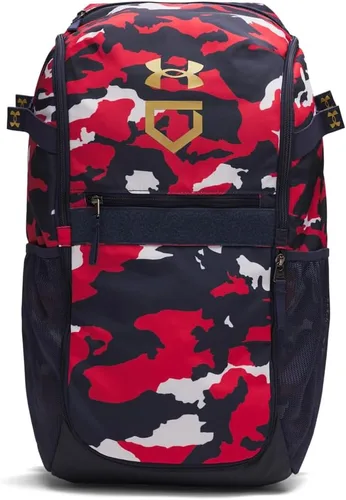 Under Armour Mochila de béisbol para adulto unisex Utility con estampado, Tamaño único (412) Azul marino medianoche// Oro metálico