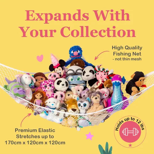 Miniatura 3 de Lilly's Love Hamaca para animales de peluche, organizador colgante de esquina, almacenamiento de juguetes, red de almacenamiento de animales