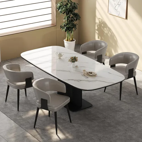 Miniatura 22 de Dining Chairs Set of 2, Modern Upholstered Faux Leather Kitchen Chairs with Curved Back, Easy to Assemble & Clean for Dining Room, Restaurant, Cafe
