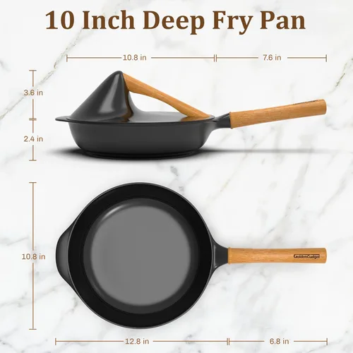 Miniatura 7 de Sartén antiadherente con tapa, sartén de 10 pulgadas de profundidad, sartenes de cerámica sin toxinas, sartén saludable no tóxica con mango