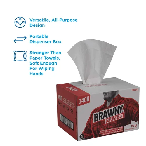 Miniatura 3 de Paños Brawny, industriales, blancos, premium, multiuso, DRC, Blanco, 152