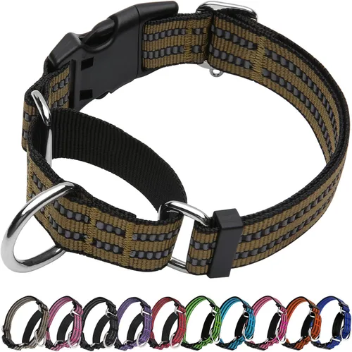 Miniatura 10 de Martingale - Collar para perro, collar reflectante ajustable de nailon con hebilla de liberación rápida (rosa intenso, talla L)