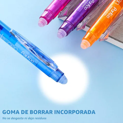 Miniatura 8 de ParKoo Bolígrafos de gel retráctiles borrables, punta fina de 0.028 in, tintas de colores surtidos para escritura de dibujos, paquete de 10