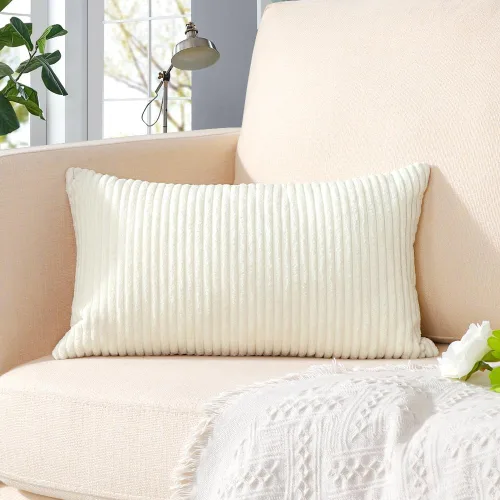 Miniatura 339 de Artscope Fundas de Almohada de Pana a Rayas Acogedoras Súper Suaves Decorativas Cuadradas Fundas de Cojín para Sofá Sillón Dormitorio Decoración