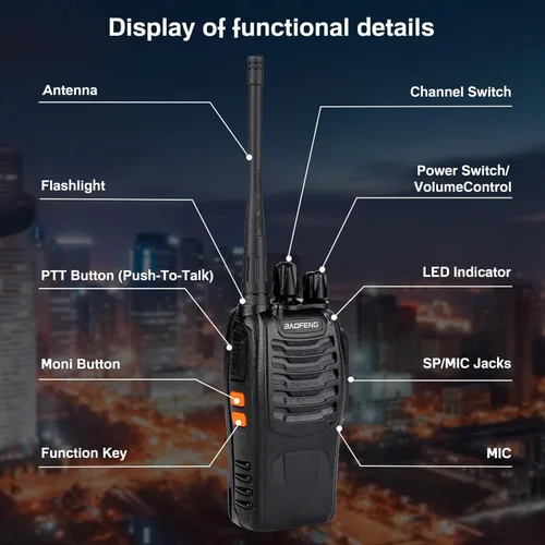 Miniatura 3 de BAOFENG Walkie Talkies 888S recargable de largo alcance con auriculares para adultos, radio profesional de 16 canales, radios bidireccionales